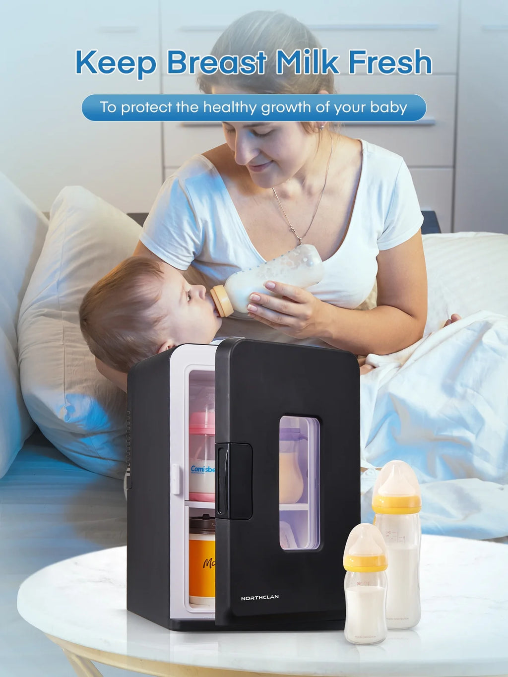 15L Mini Fridge, 21 Can Bedroom Refrigerator, Portable Cooler &Warmer, Beverage & Skincare, 110V/12V, Black