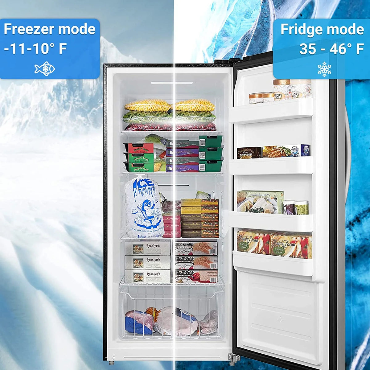 Smad 17 Cu ft Upright Single Door Conversion Freezer/Refrigerator, Frost Free, Freestanding, Stainless steel