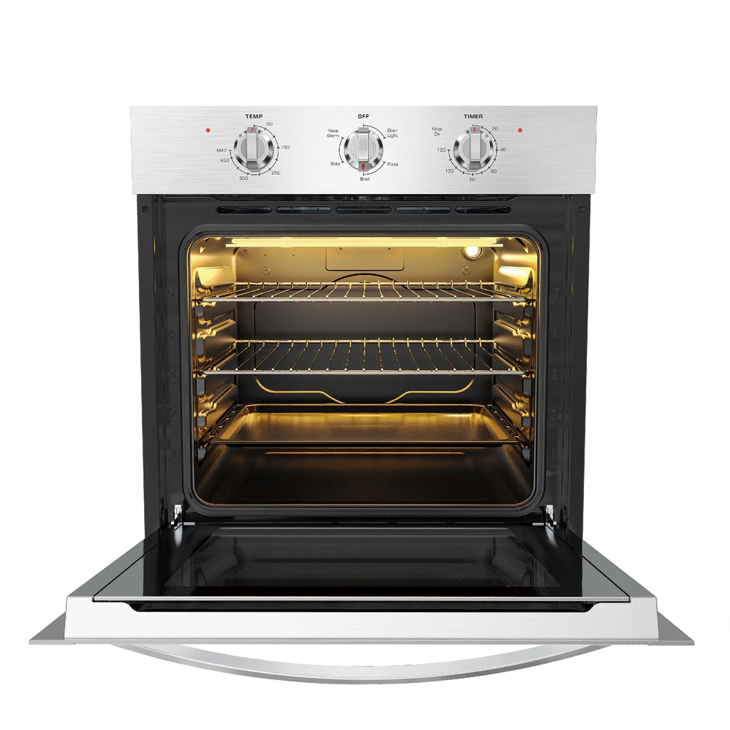 Empava 24 inch Electric Single Wall Oven, Stainless Steel Built-in Wall Oven, Mechanical Knobs Control, 24WOE40L