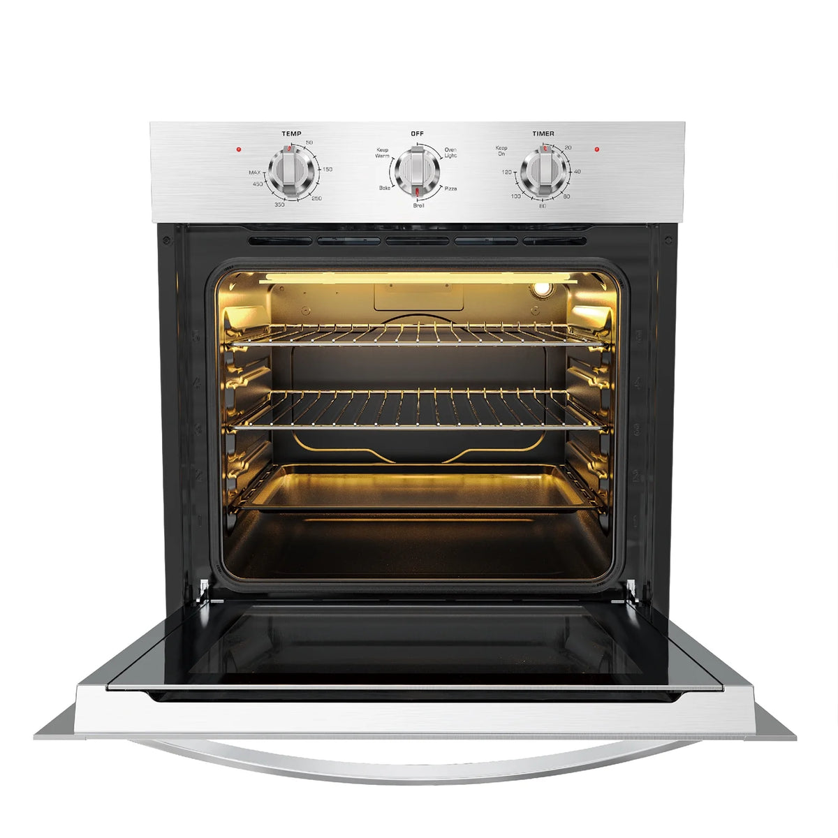 Empava 24 inch Electric Single Wall Oven, Stainless Steel Built-in Wall Oven, Mechanical Knobs Control, 24WOE40L