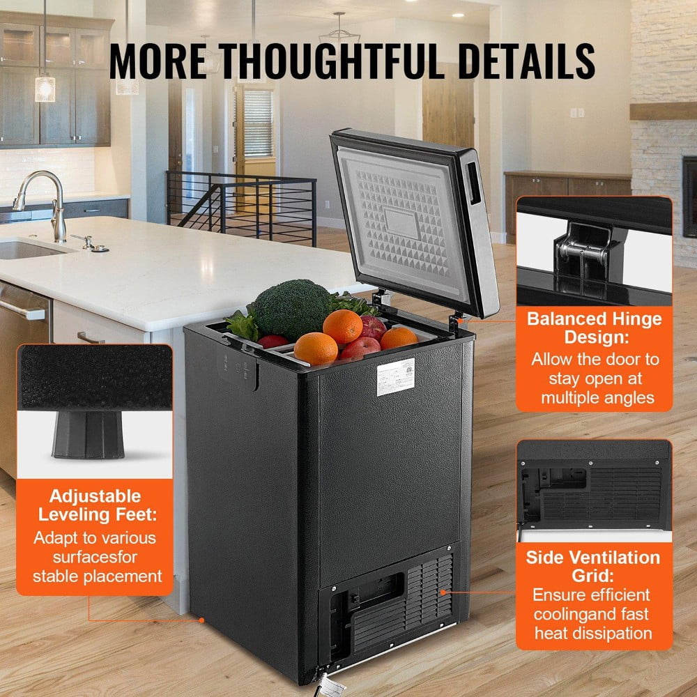 Choco Moon Large Capacity 14.5 Cu.ft Chest Freezer, 345L Storage, 4 Slide-Out Baskets, Lockable Lid, 8 Temp Control Levels, Energy-Efficient LED Lights, 6 Swivel Casters for Easy Mobility