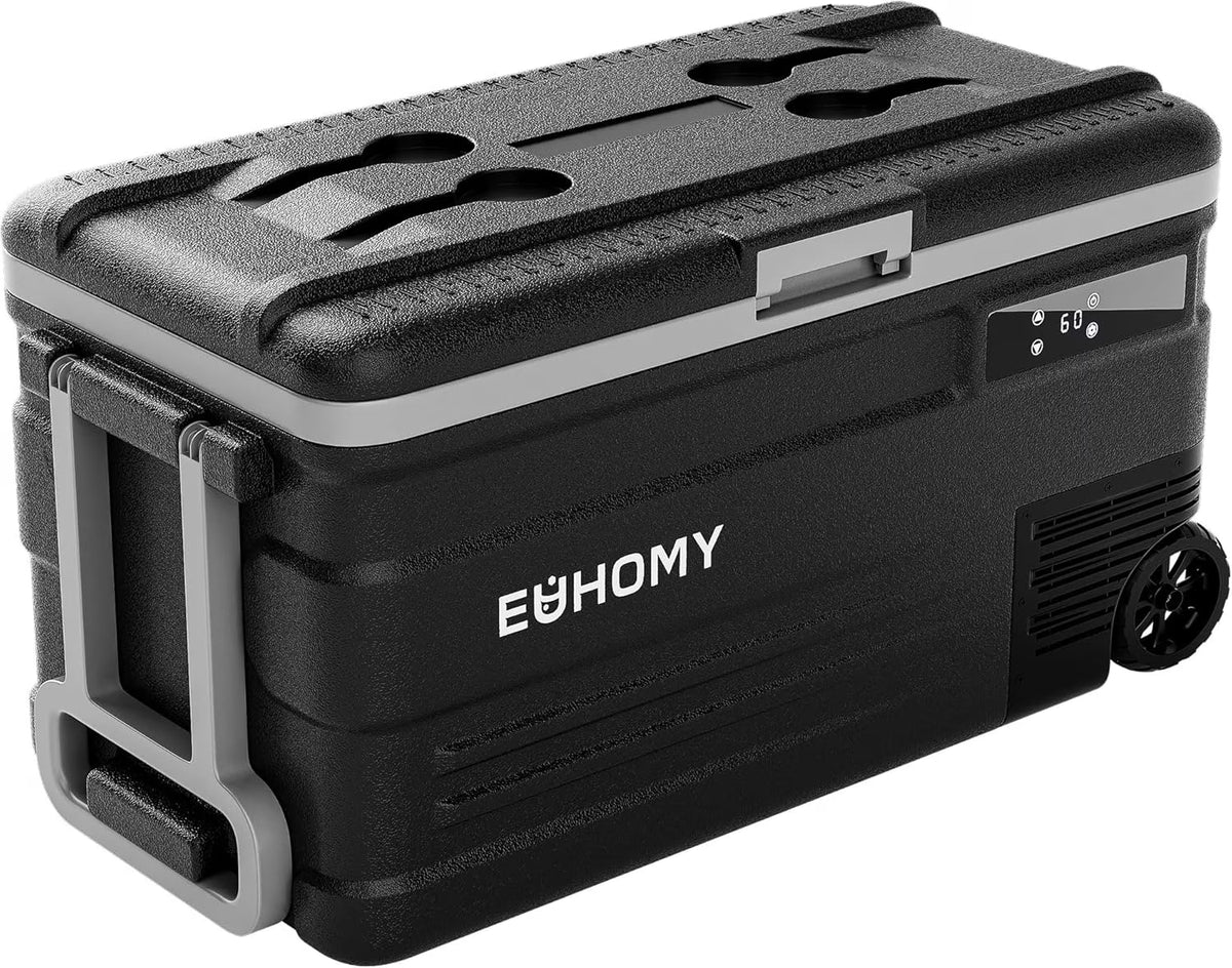 EUHOMY 12 Volt Refrigerator, 79 QT 12V Fridge, Electric Cooler 12/24V DC 110-240V AC, Car Refrigerator 0�H~68�H, 12 Volt Cooler for Camping, Trip, Truck, Boating, Outdoor.