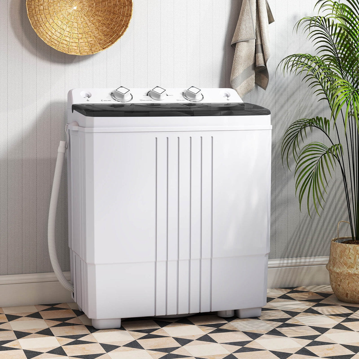 Costway Twin Tub 20Lbs Top Load Washing Machine with Gravity Drain