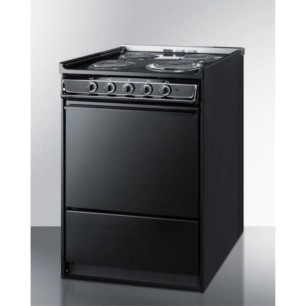 24" wide slide-in style electric coil range in black