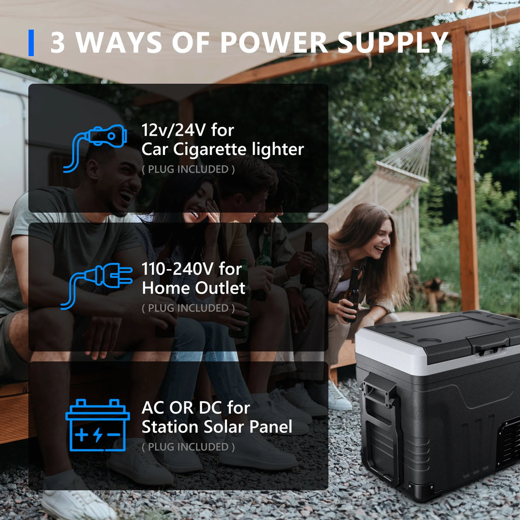 Simzlife 12V Car Refrigerator, 37QT Electric Cooler DC/AC, -4℉~68℉, RV Freezer Fridge Cooler with Wheels & 2 Baskets