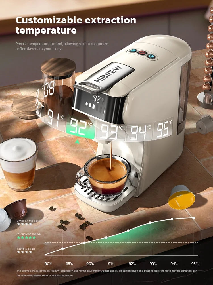 HiBREW 6in1 Pods Coffee Machine Multiple Espresso Cafetera Cappuccino Coffee Maker H1B Beige