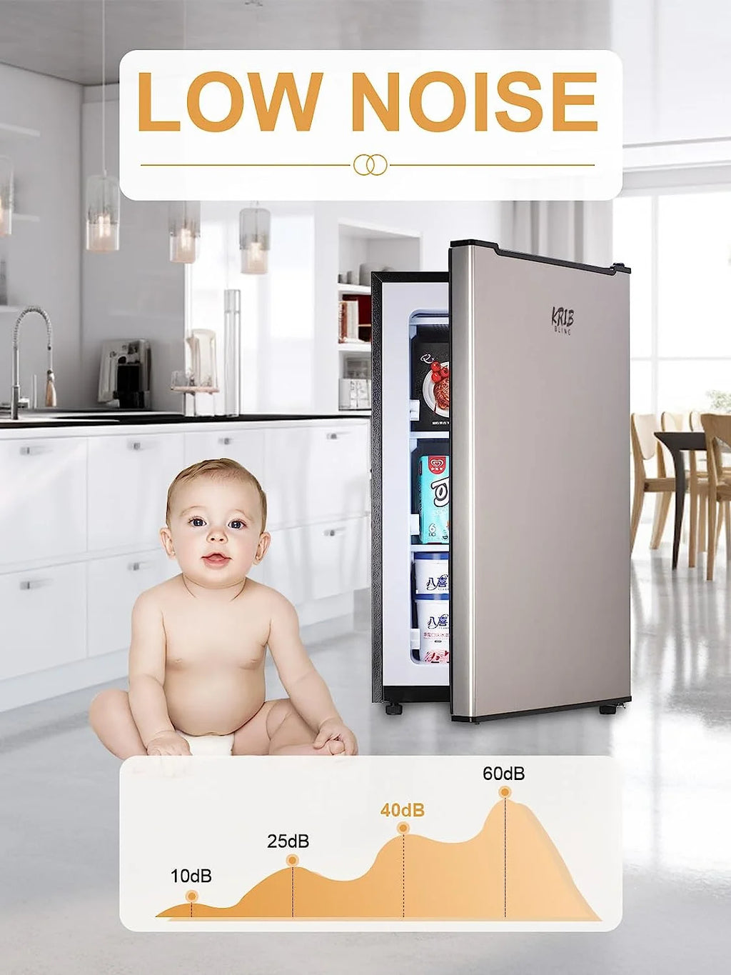 GGTB 3.0 Cu.ft Compact Upright Freezer with Reversible Single Door, Removable Shelves Mini Freezer with Adjustable Thermostat for Home/Kitchen/Office, Silver