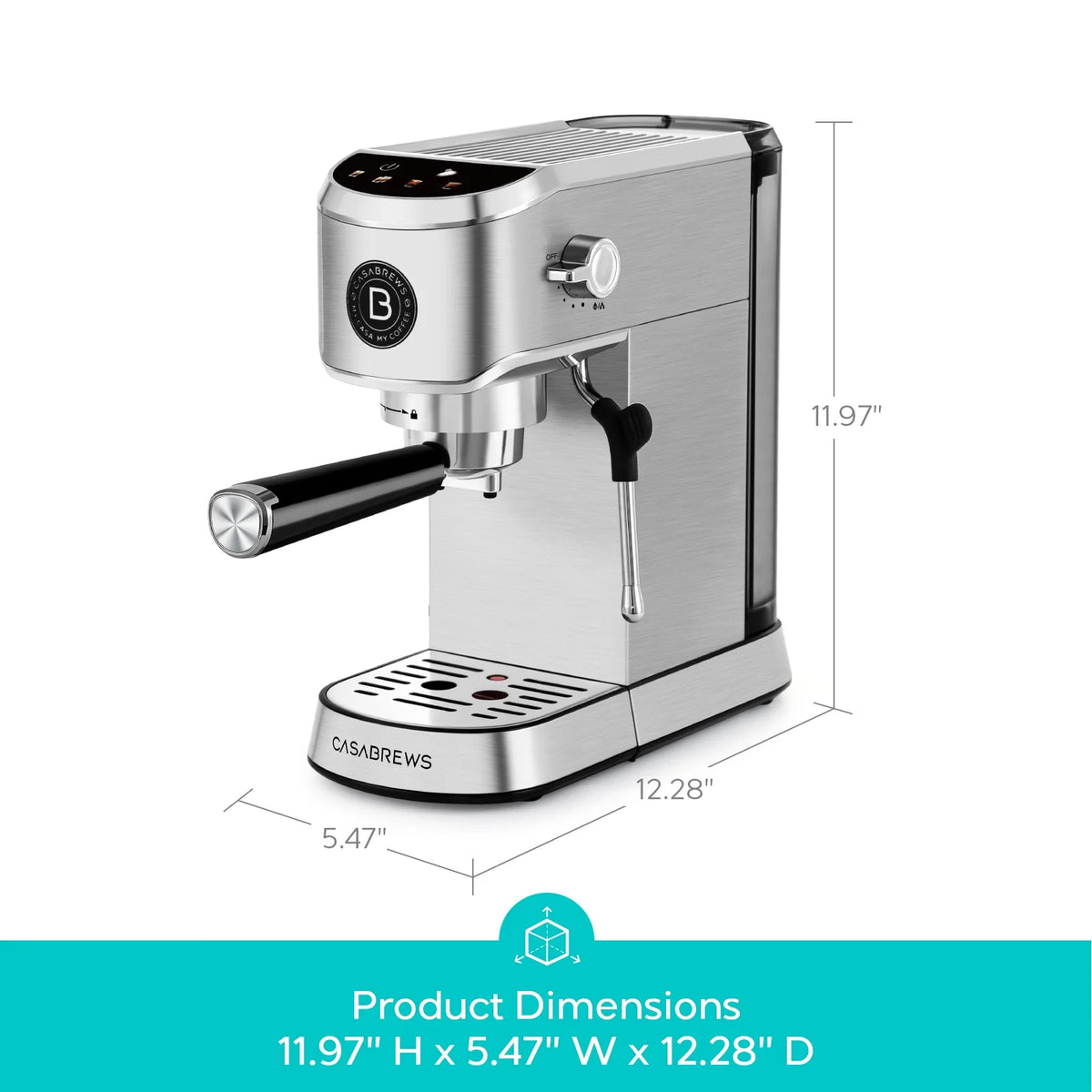 CASABREWS CM5418 Plus 20-Bar Semi-Automatic Espresso Machine & Coffee Maker with Steam Wand, Cold Brew Function, Stainless Steel, Silver
