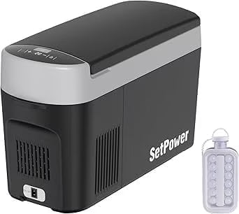 Setpower AB15 12 Volt Refrigerator,16 Quart(15L) Electric Cooler,Portable Car Refrigerator RV Fridge,12v Cooler for Camping,Travel,RV,Vehicles,MPV,SUV,Van;3-Year Warranty (Blue)