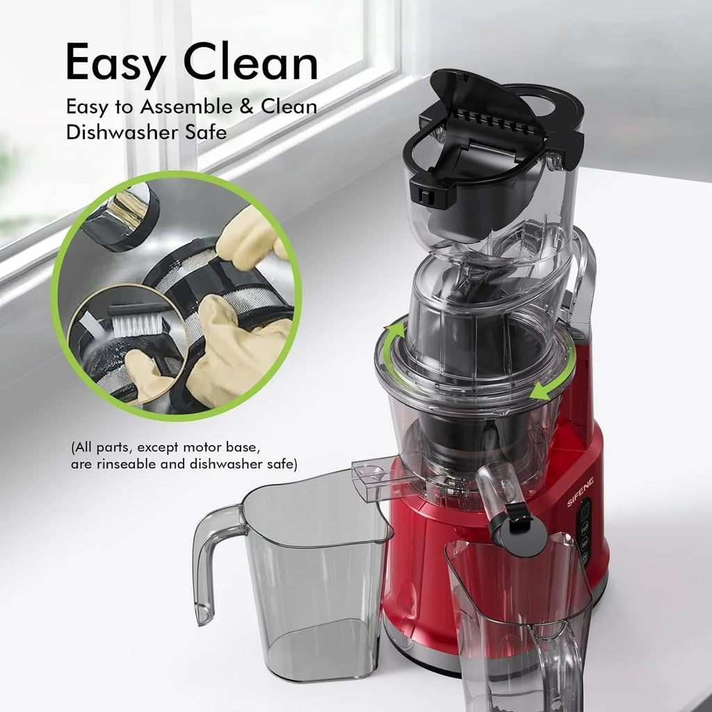 SIFENE 200W Cold Press Juicer Machine for Fruits and Vegetables, Masticating Juice Maker with 83mm Wide Chute, High Yield, Easy Clean, Gray