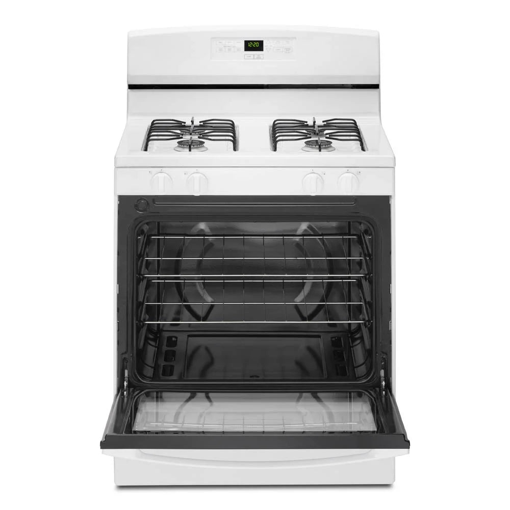 Brand New Amana® AGR6303MMW Gas Range with Bake Assist Temps, Dimensions 46" H x 30" W x 28" D, Weight 136lbs