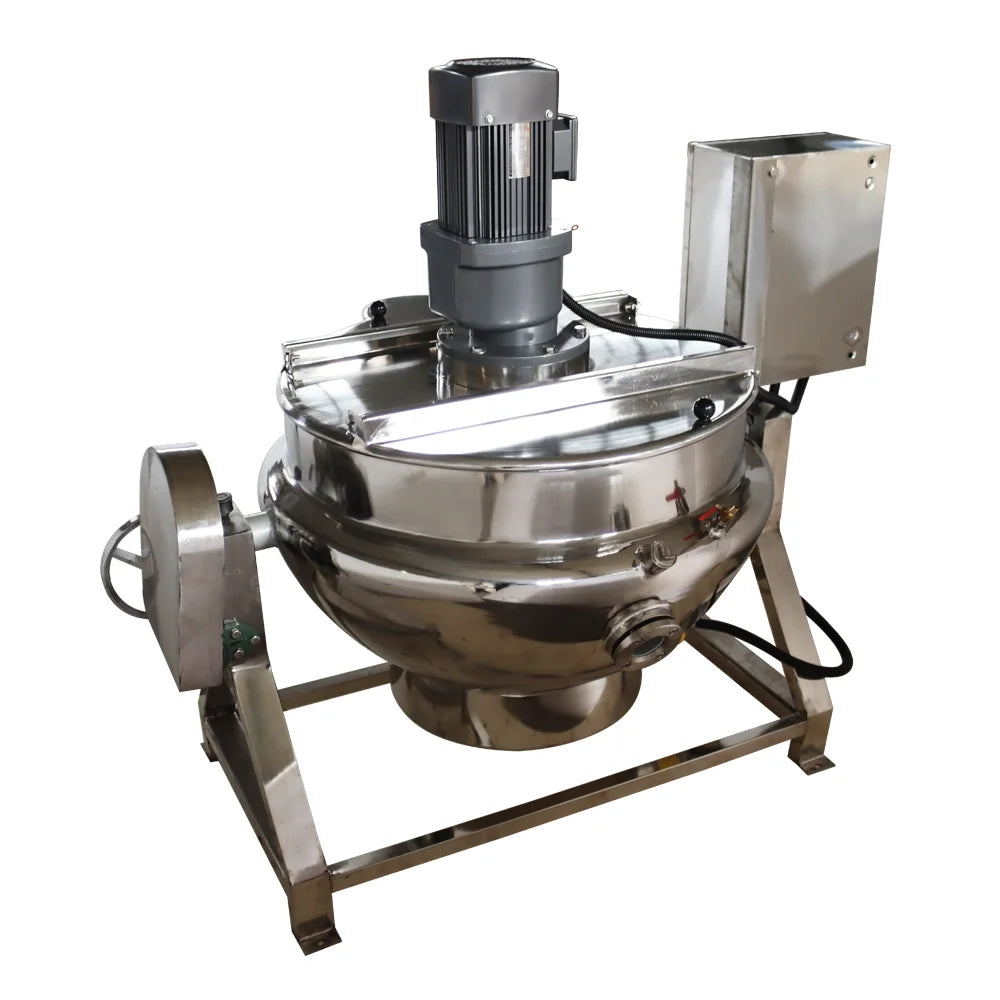 Jacketed Kettle Commercial Electric Cooking Pot Stirring Scraping Edge Three-Phase Tilting Soup Chili Sauce Beverage Jam Porridge 13.2 Gal 220V