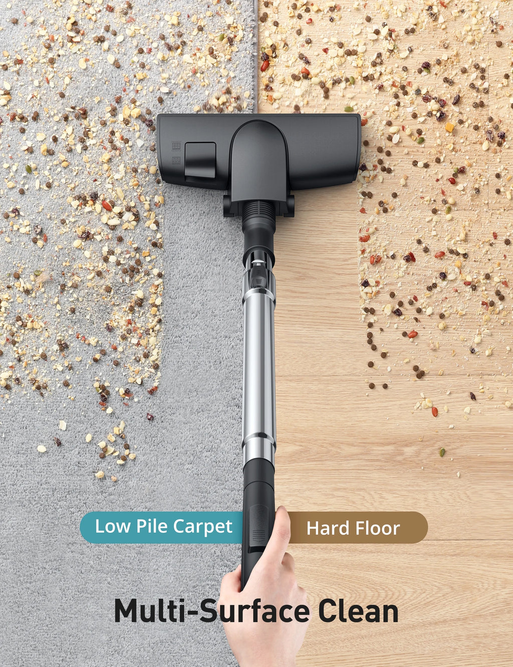Canister Vacuum Cleaner, 30Kpa Powerful Suction, Bagless with 3.7QT Large Dust Cup, Auto Cord Rewind, HEPA Filter, 5 Attachments, Lightweight Vacuum for Pet Hair, Hard Floors & Car
