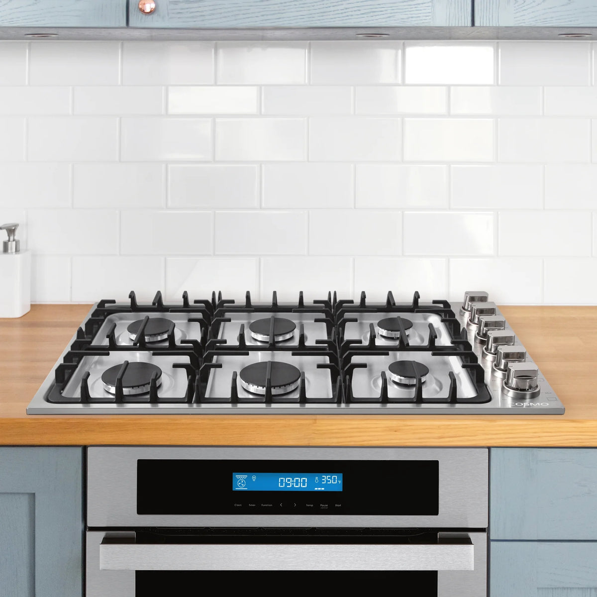 Gas Cooktop with 6 Sealed Italian Made Burners in Stainless Steel