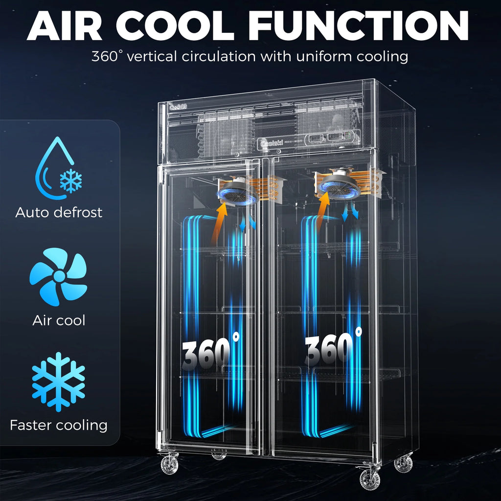 "COOLSKI 48"" Upright Refrigerator Freezer Combo, 36 Cu.ft 2-Door Cooling Appliance for Restaurants"