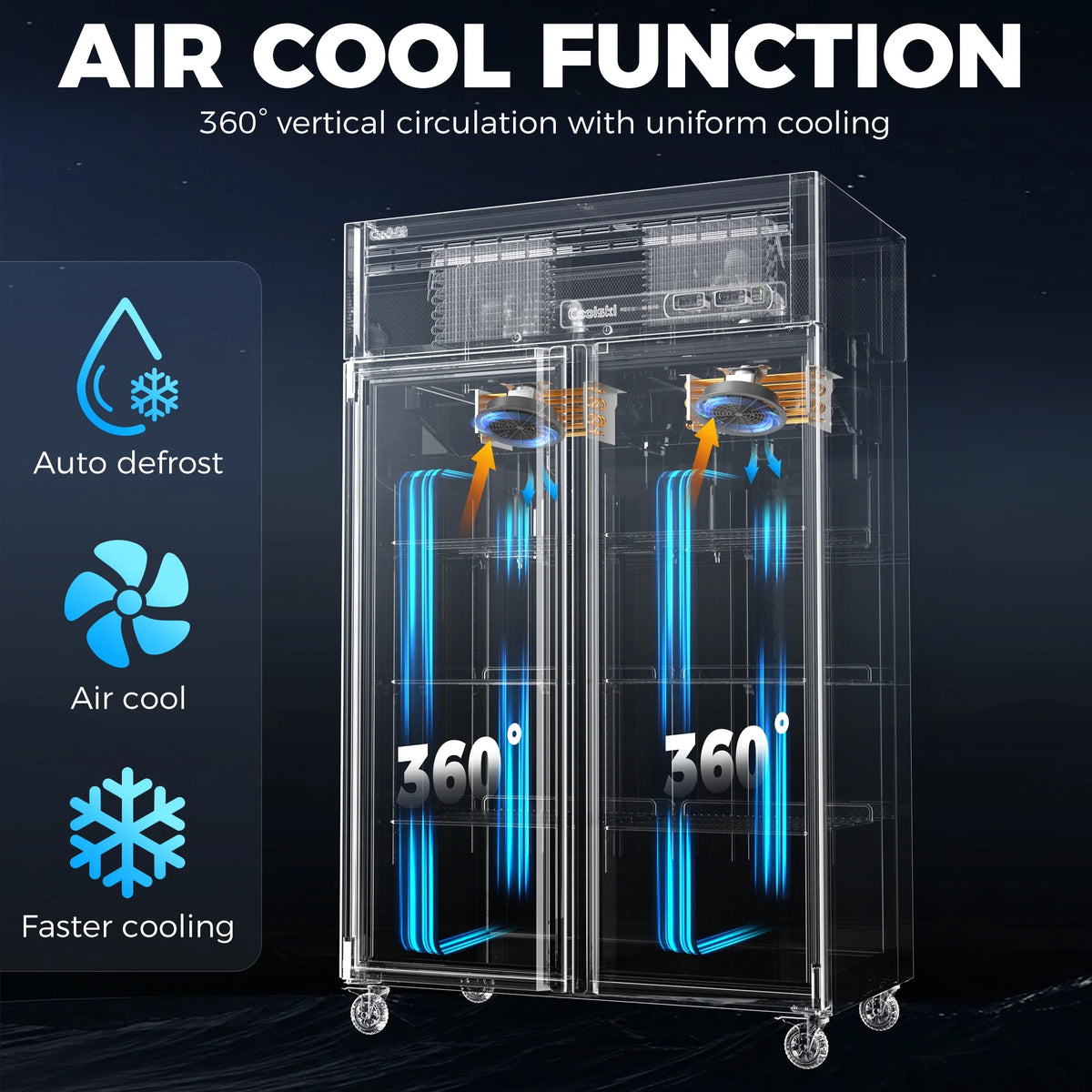 "COOLSKI 48"" Upright Refrigerator Freezer Combo, 36 Cu.ft 2-Door Cooling Appliance for Restaurants"