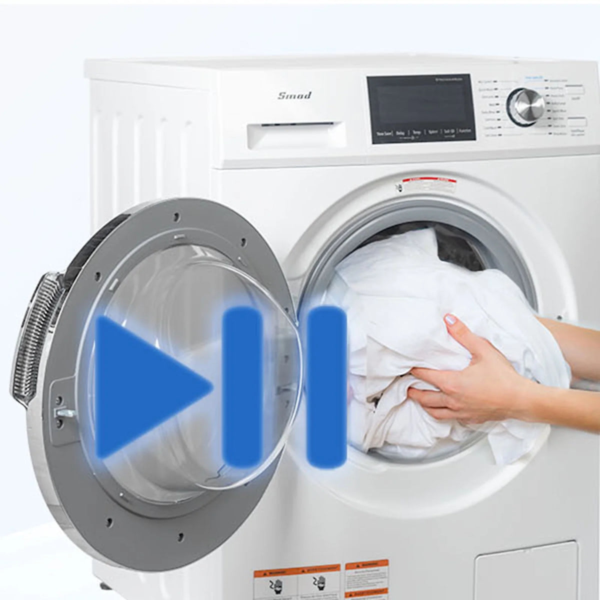 Smad 2.7 Cu ft Compact Front Load Washing Machine with Quiet Inverter Motor, 36 Mins Quick Wash, 12 Washing Programme