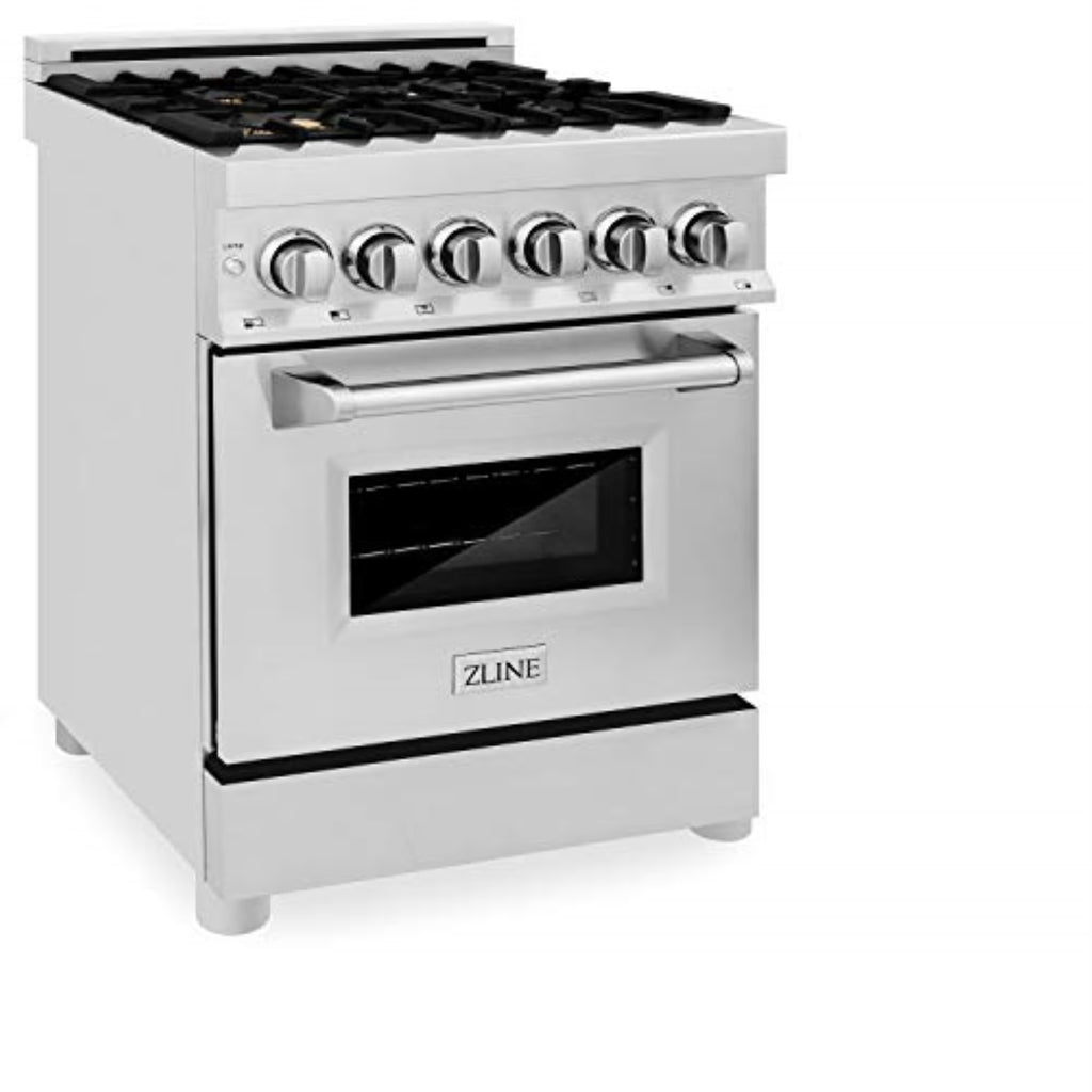 ZLINE 24 In. 2.8 Cu. Ft. Professional Dual Fuel Range In Stainless Steel With Brass Burners (RA-BR-24)
