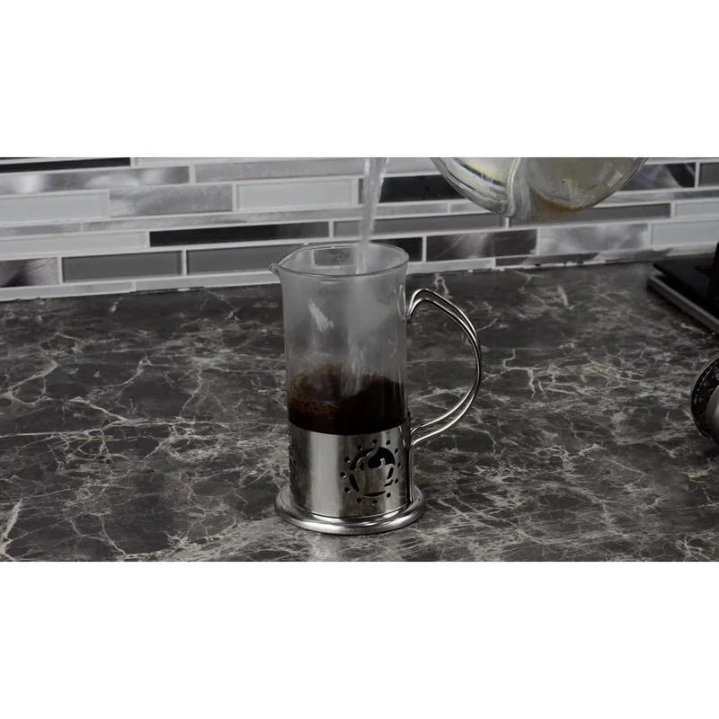 Single Serve French Press Coffee Maker �C 12 oz Mini Stainless Steel & Glass Brewer for 1 Cup, Portable & Affordable Manual Coffee Press with Fine Mesh Filter for Home, Travel, or Camping