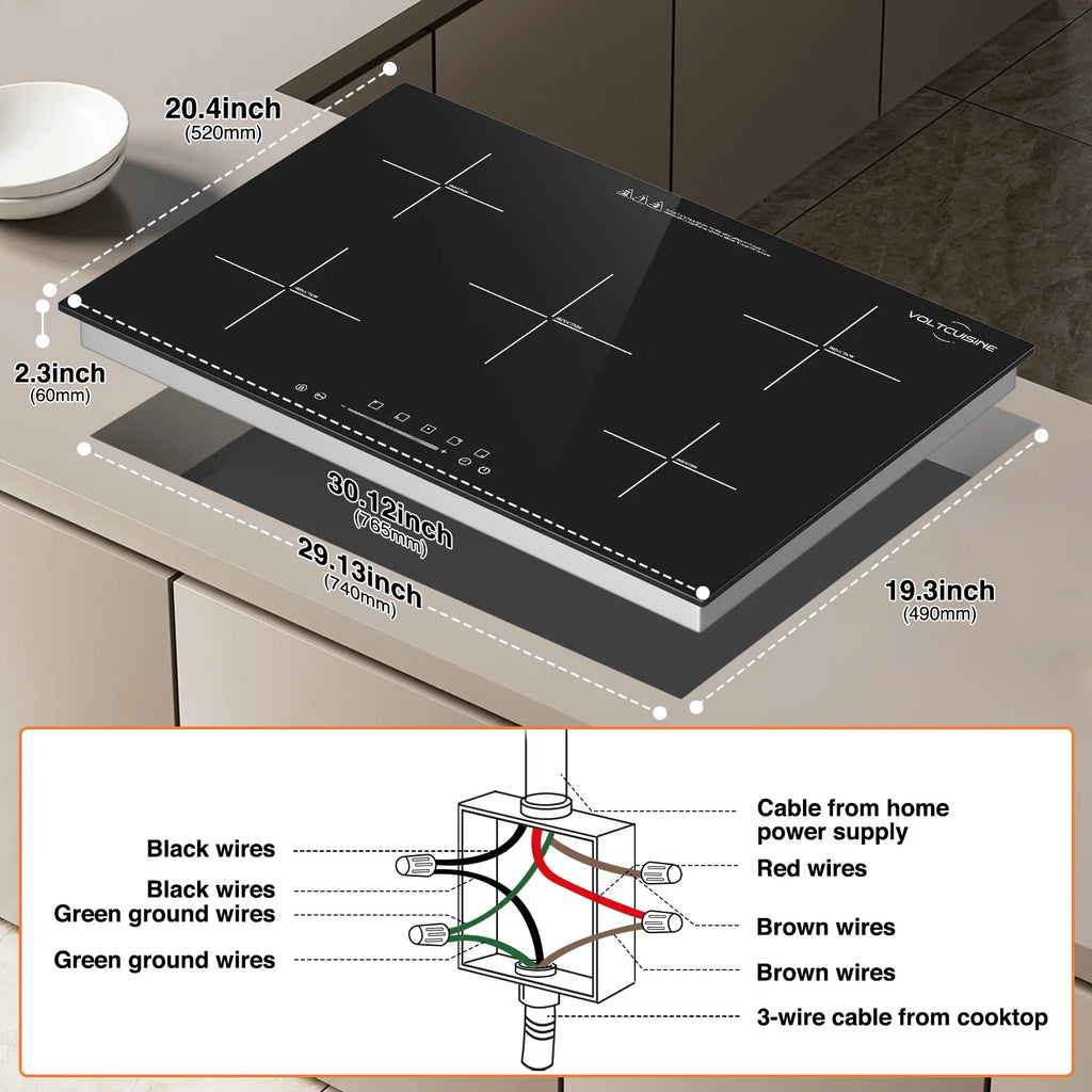 VoltCuisine Double/Dual Induction Cooktop 2 Burner, Shatter-proof Flat Glass Top, 9 Heat Settings, LED Touch Display with Child Safety Lock & Overheat Protection
