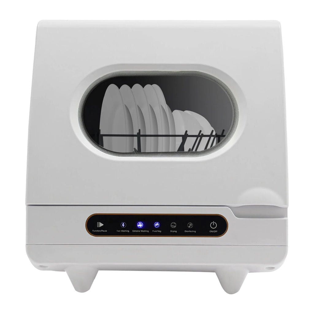 Portable White Countertop Dishwasher Compact Dishwasher 5 Washing Programs 1200W