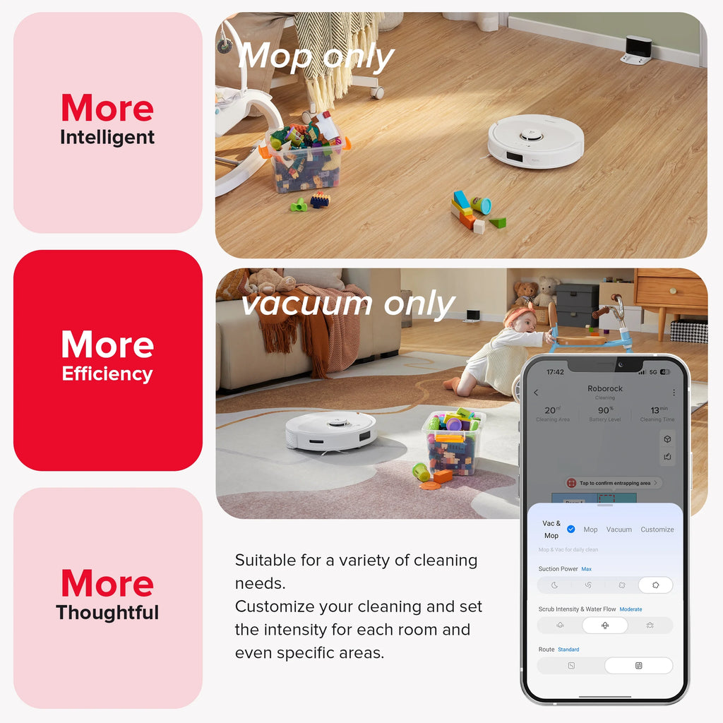Roborock Q8 Max Robot Vacuum and Mop with Obstacle Avoidance, LiDAR Navigation, 5500Pa Suction Power, and App Control(White)