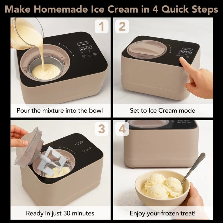 Whynter 0.8 Quart Compact Automatic Ice Cream Maker with Stainless Steel Bowl, Taupe Latte ICM-080-TL