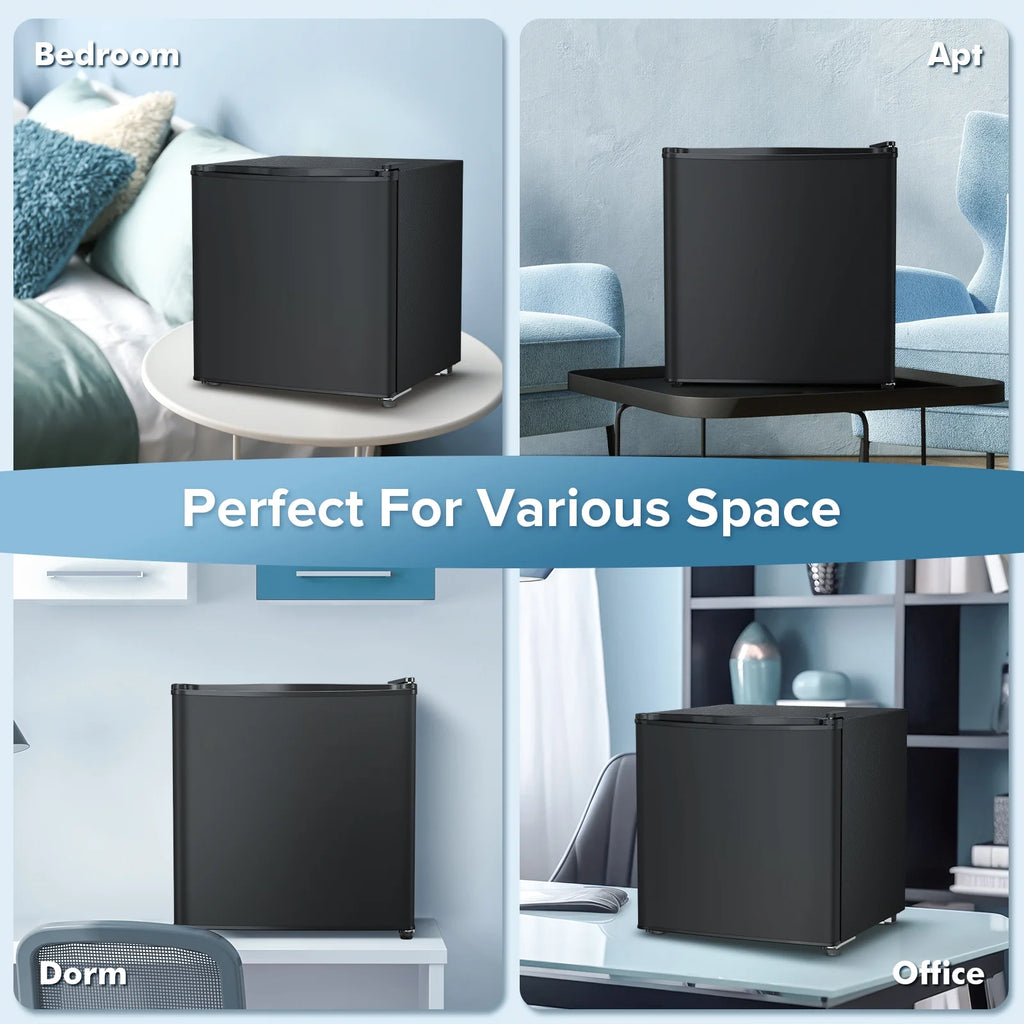 1.7 Cu ft Compact Single Door Refrigerator - Energy Efficient, Reversible Door, Perfect for Home, Office, or Dorm, Black