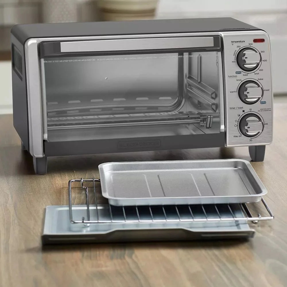 BLACK+DECKER 4 Slice Air Fryer Toaster Oven Silver