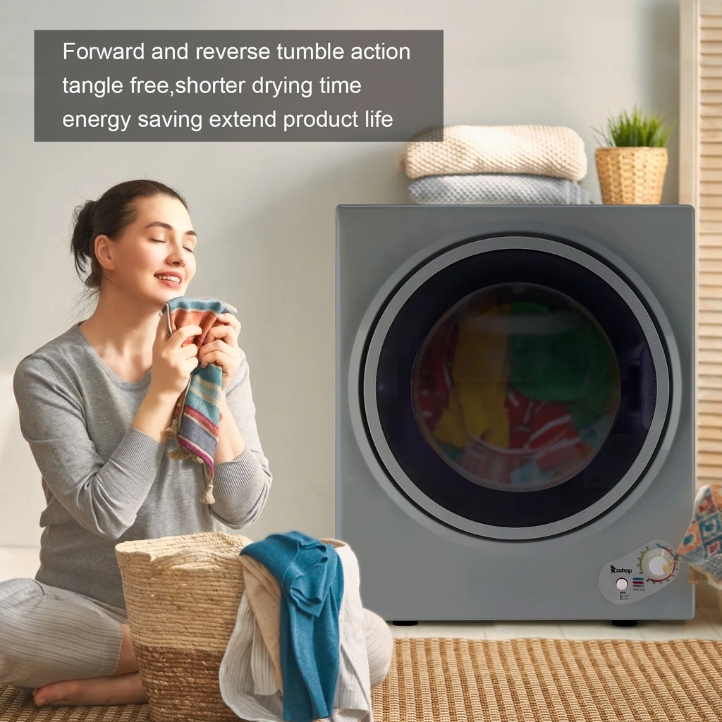 Ktaxon 1.6 cu. ft. Electric Tumble Compact Cloth Dryer Stainless Steel Wall Mounted, White