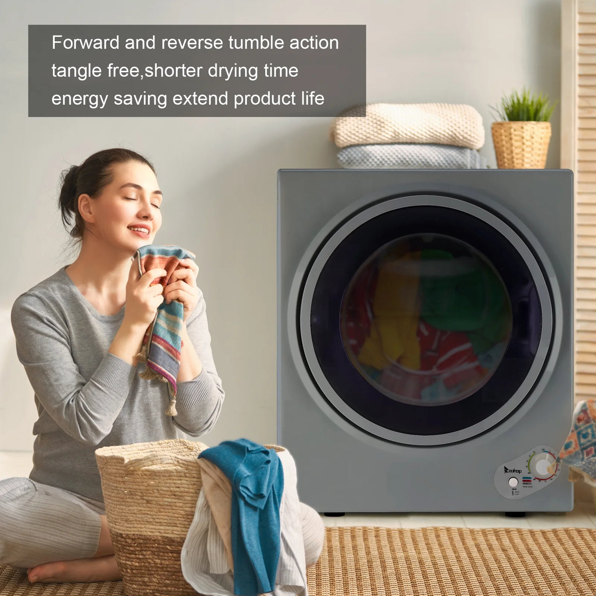 Ktaxon 1.6 cu. ft. Electric Tumble Compact Cloth Dryer Stainless Steel Wall Mounted, White