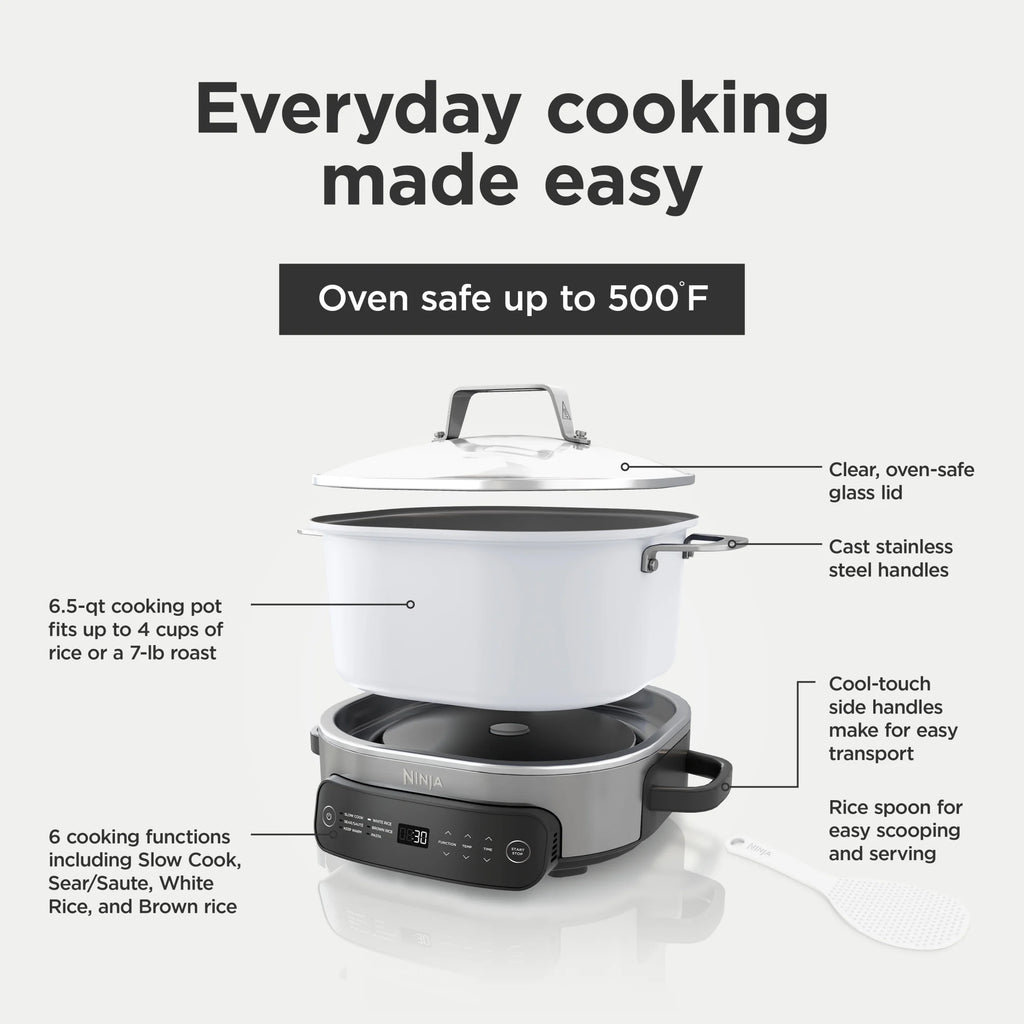 Ninja Foodi 6.5 qt Everyday PossibleCooker, Stainless Steel/White, Multi Cooker, Slow Cooker, MC1100