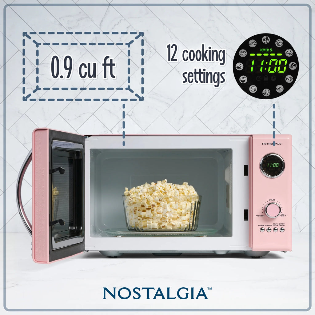 Nostalgia Retro 0.9 Cu. ft. 800-Watt Countertop Microwave Oven, Aqua