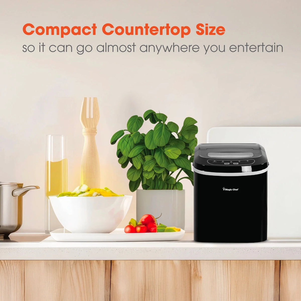 Magic Chef 27 lb. Capacity Portable Countertop Ice Maker, Black (Bullet Ice)