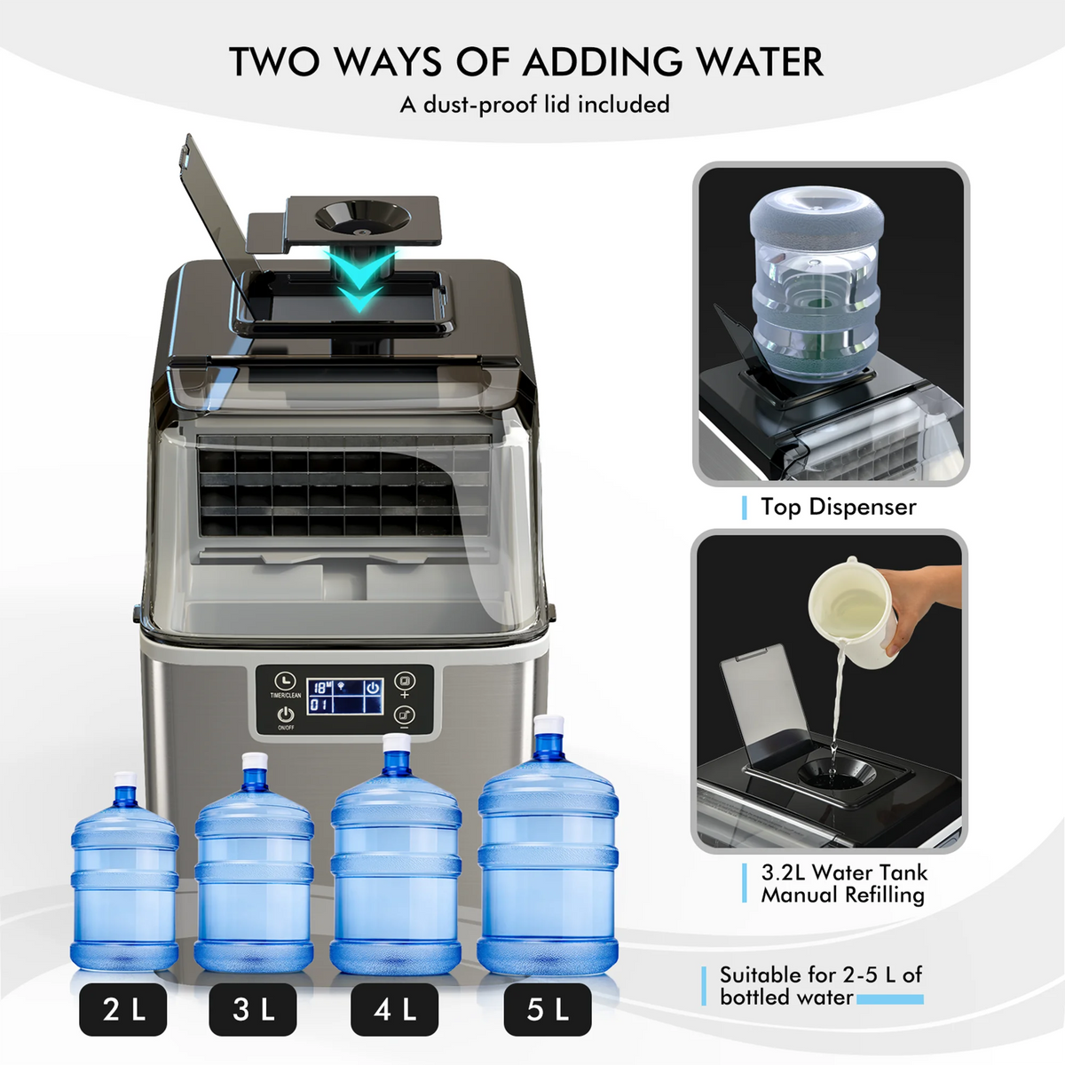 Portable Ice Maker 40Lbs/24H Countertop Self-Cleaning with Ice Scoop and Basket