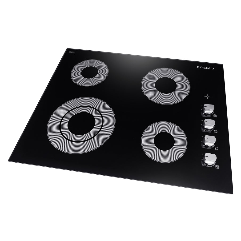 24 in. Electric Ceramic Glass Cooktop with 4 Elements Dual Zone Element