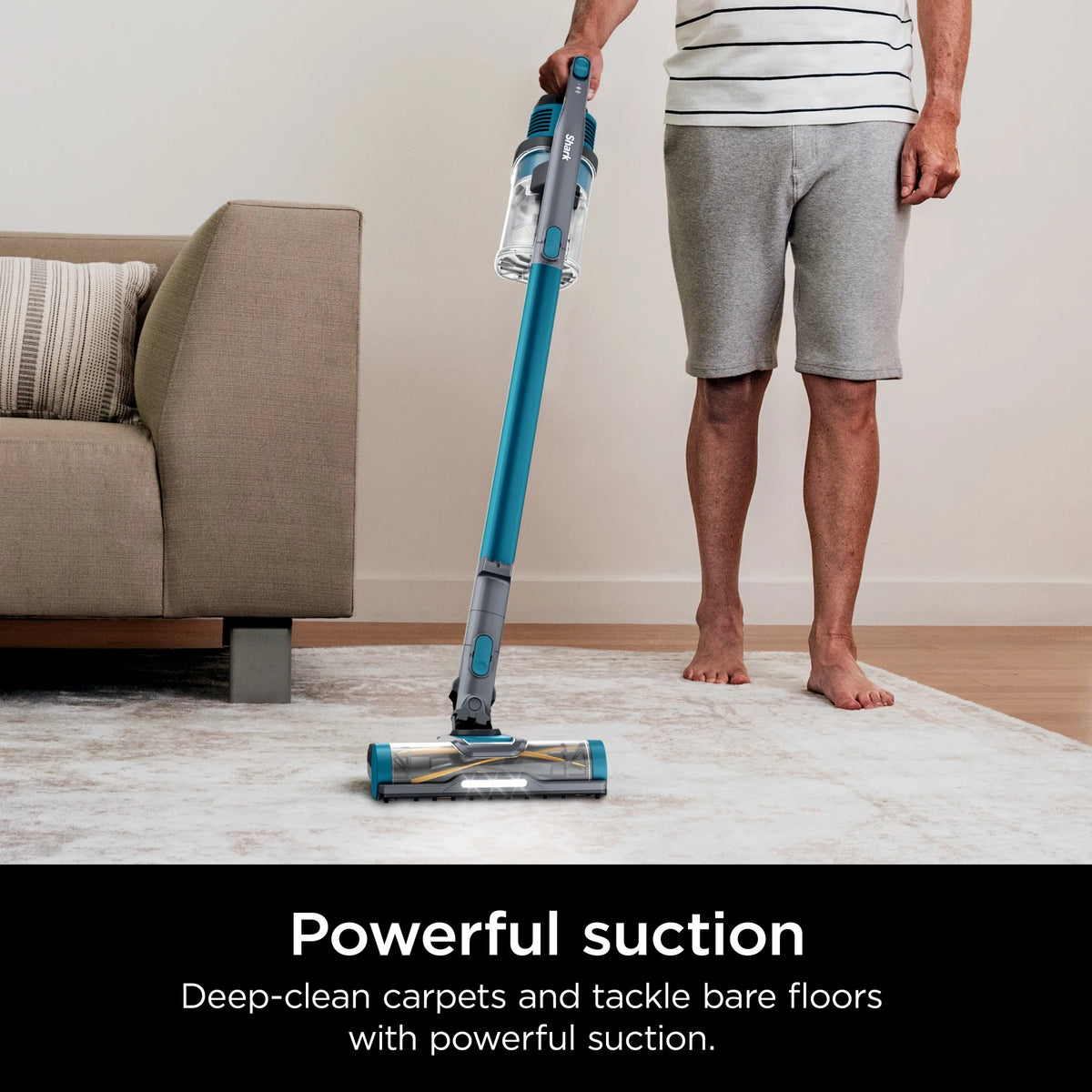 Shark Pet Pro Bagless Cordless Stick Vacuum, Carpets and Hardfloors, Powerfins Brushroll, No Hair Wrap, Up to 40 Min Runtime, XL Dust Cup, IZ240 Teal