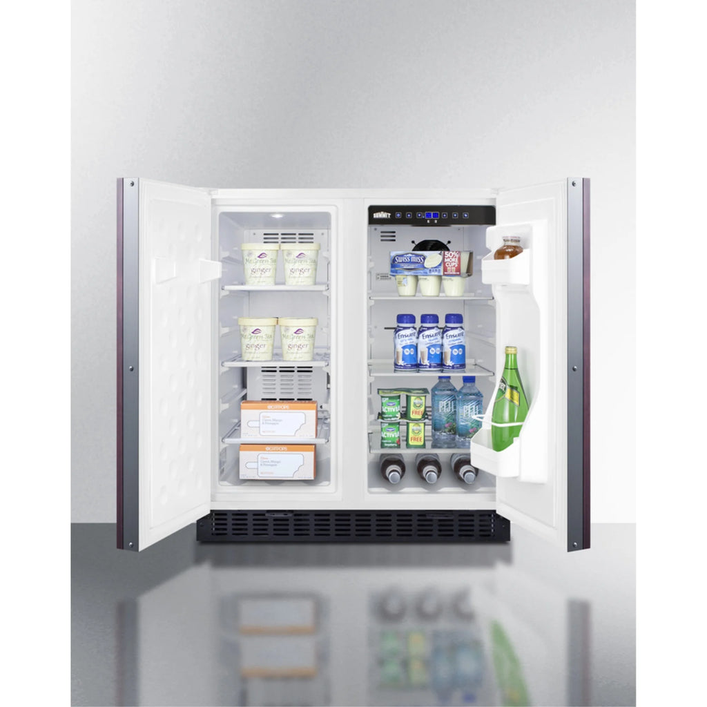 30 Inches wide undercounter frost-free side-by-side refrigerator-freezer with panel-ready doors