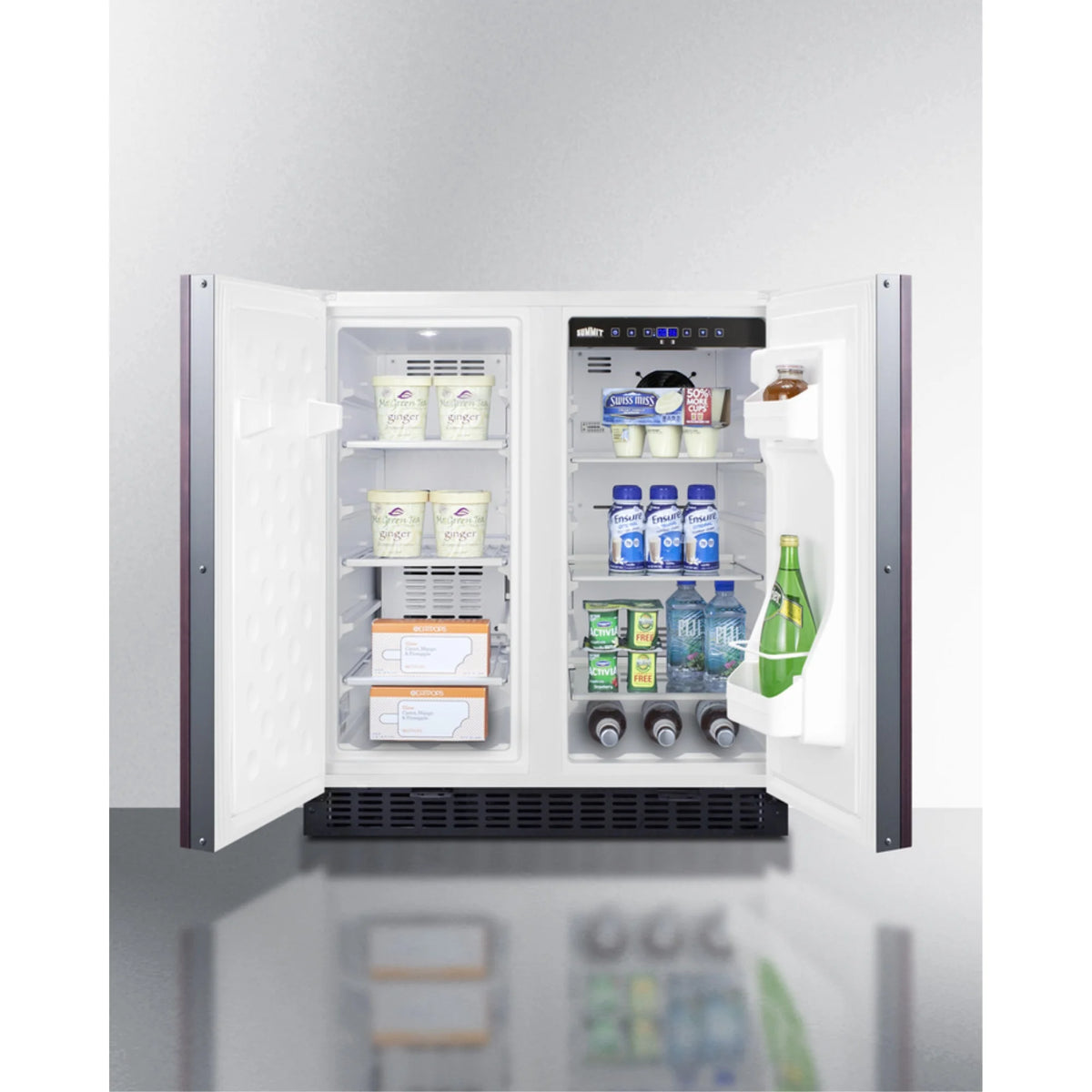 30 Inches wide undercounter frost-free side-by-side refrigerator-freezer with panel-ready doors