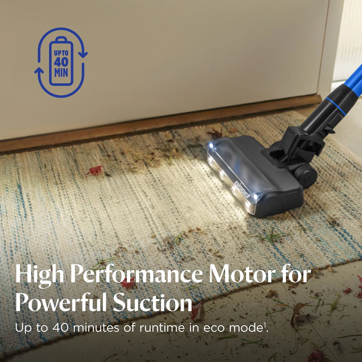 BISSELL PowerClean?? FurFindera?�� 200W Cordless Vacuum w/ 3-in-1 Versatility, Tangle Free Brush Roll, Strong Suction, Removable Battery, 40 Min Runtime, Powered Upholstery Tool, and Furfinder Headlights