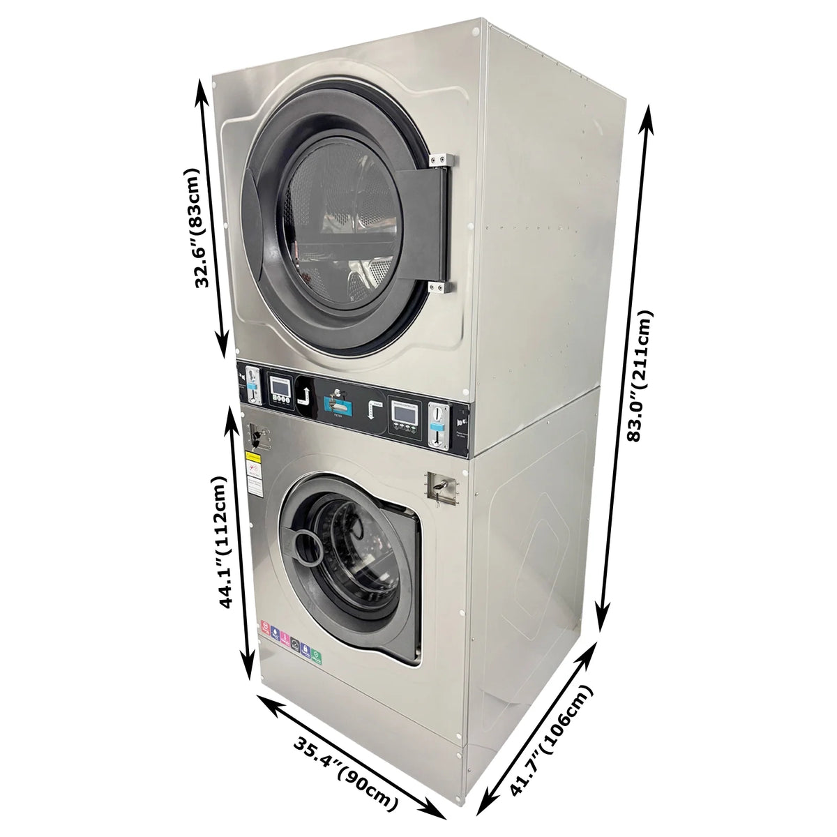 Commercial Coin Operated Washer Dryer Combo Double-layer Washing and Drying Machine 220V 1PH