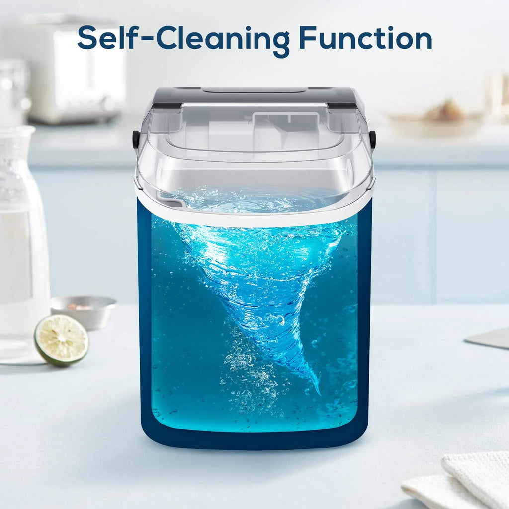 Electactic Nugget Ice Maker Countertop, 35lbs/24H, Self-Cleaning, Pebble Portable Ice Machine with Handle (White)