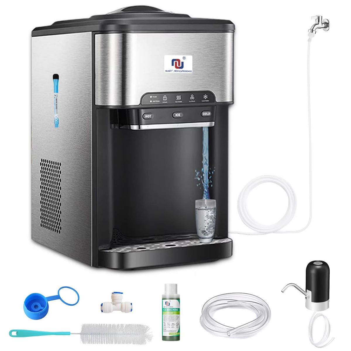 NUNET 3 in 1 Portable Ice Maker + Water Cooler Dispenser 5 Gallon with Child Safety Lock