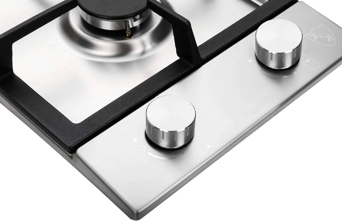 K&H SIGNATURE SERIES 2 Burner 12 Inch LPG/Propane Gas Stove Top Stainless Steel Surface Cast Iron Cooktop UL/ETL Certified 2-SSW-LPG