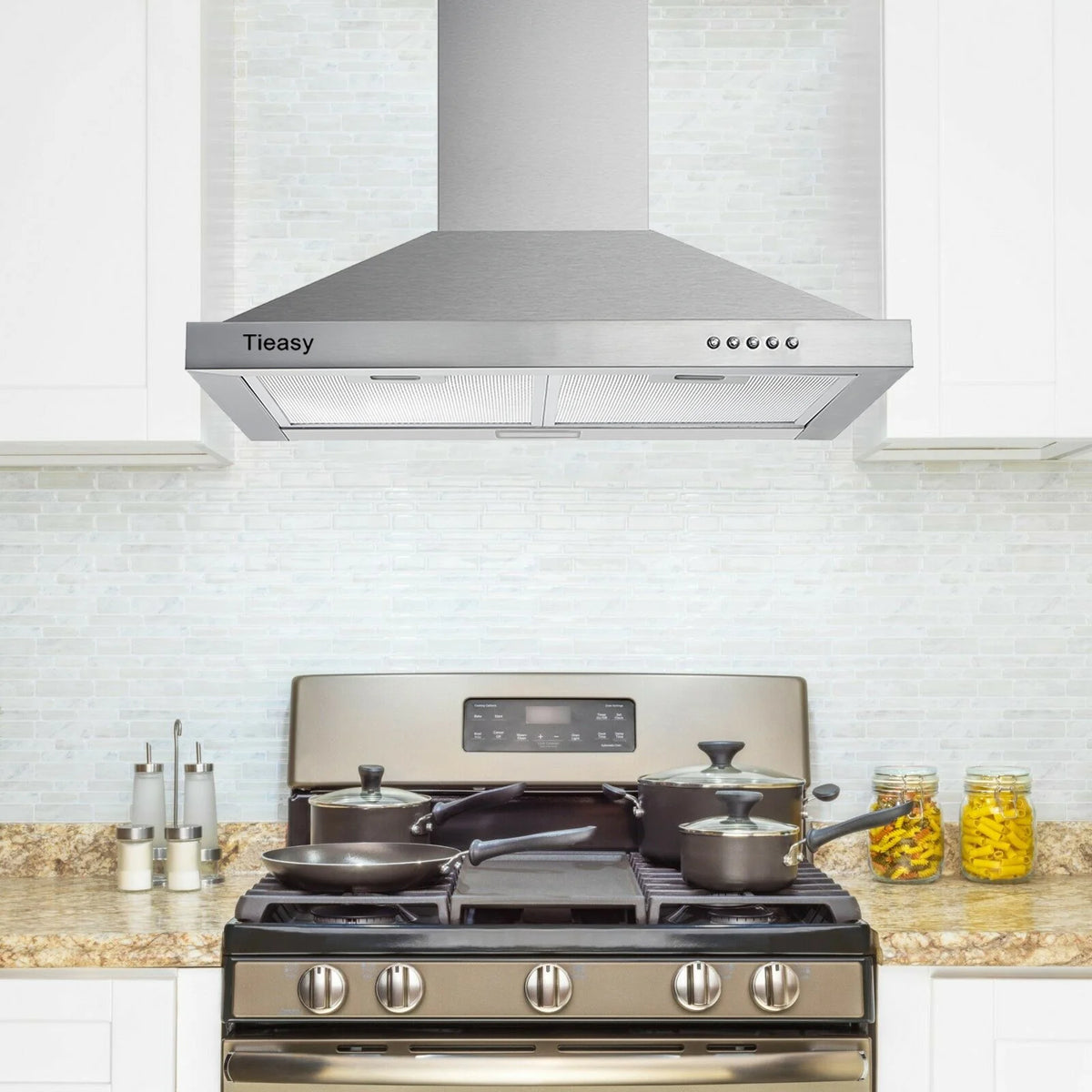 Wall Mount Range Hood 30 inch Stainless Steel Stove Vent Hood with 3 Speed Kitchen Exhaust Fan