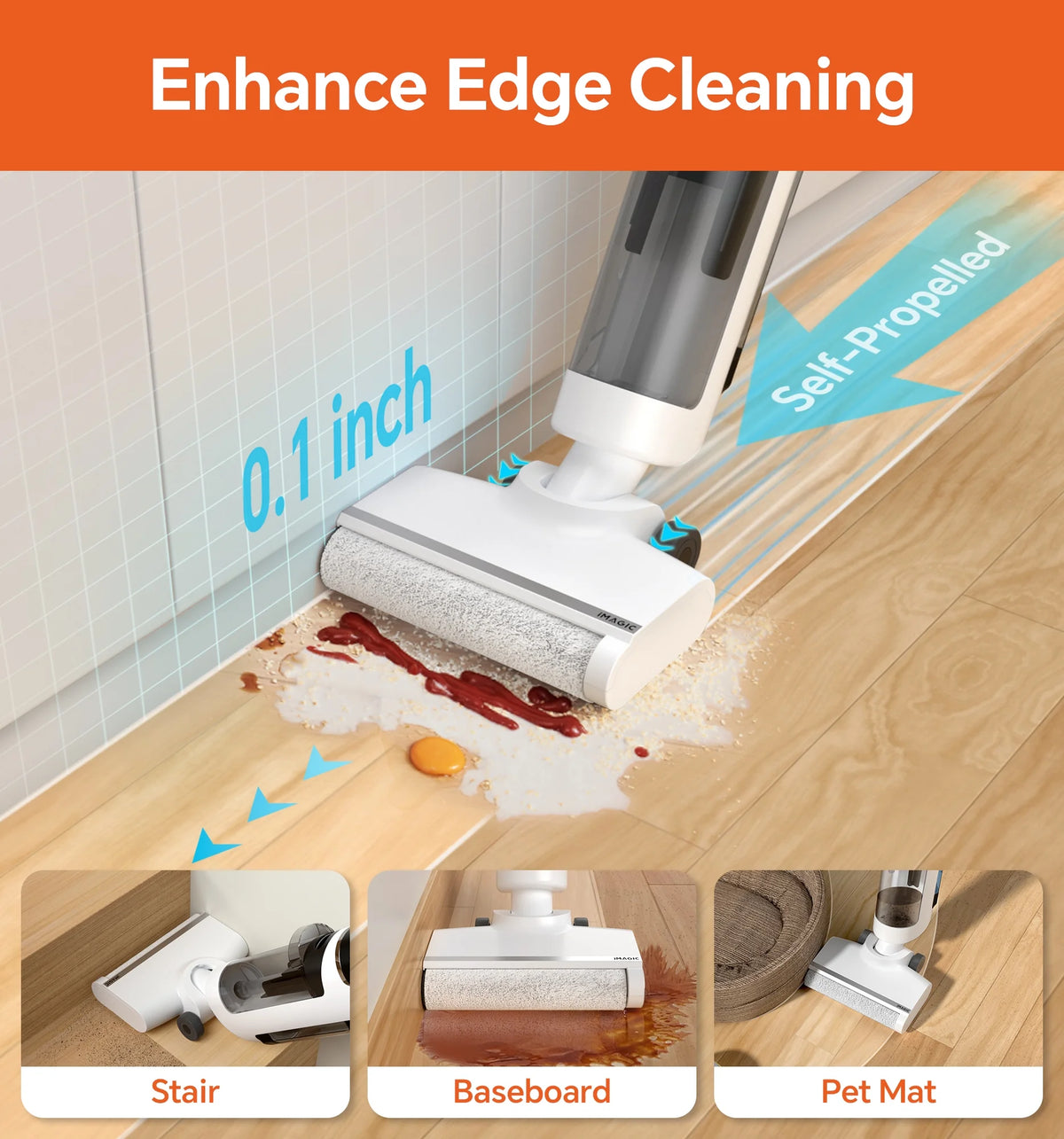 IMAGIC M3 Cordless Vacuum Mop with Self-Cleaning & Hot Air Drying for Hard Floors, Edge Cleaning, 5-in-1 Lightweight