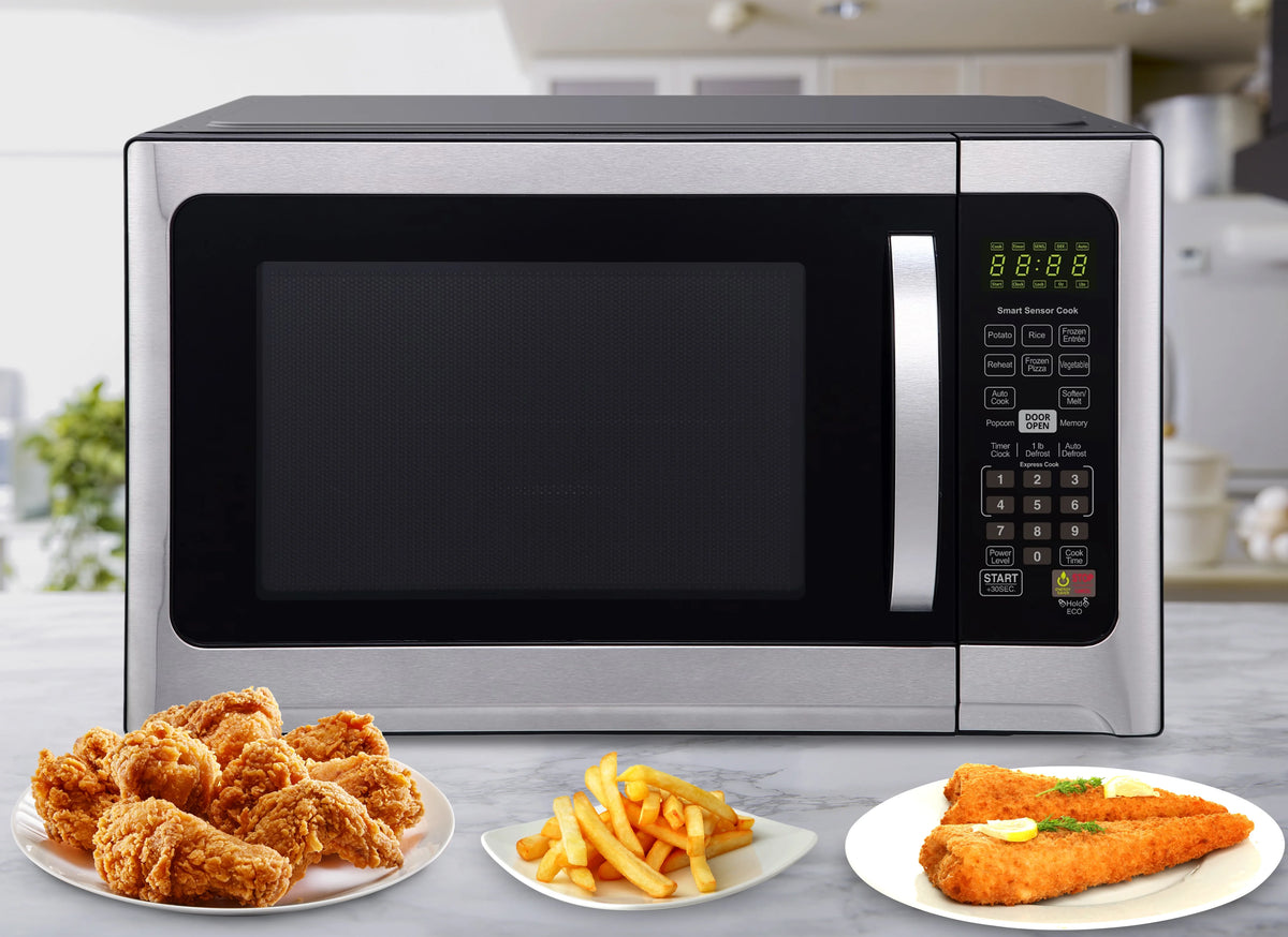 Farberware Professional 1.2 Cu. Ft. 1000-Watt Microwave Oven with Sensor Cooking, Stainless Steel/Black Body Wrap