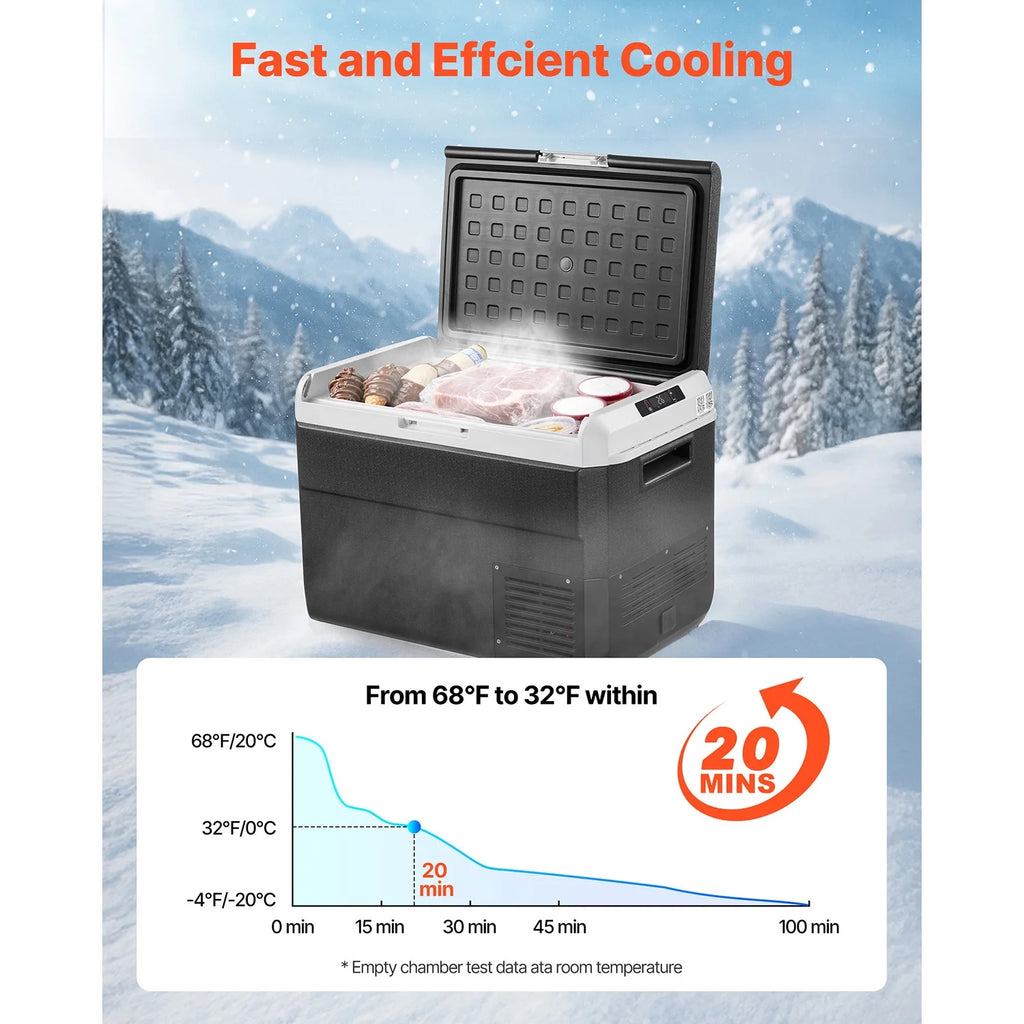 VEVOR Portable Car Refrigerator 53 Qt, 12V Portable Freezer with Single Zone, 12/24V DC & 110-240V AC Electric Cooler with -4℉-68℉Cooling Range, for Car Truck Vehicle RV Boat Outdoor & Home use
