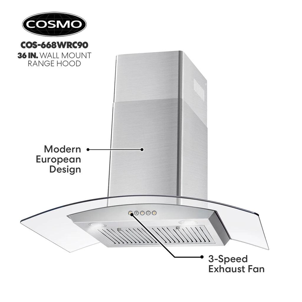 30 in. Vista Collection Ductless Wall Mount Range Hood, Button Controls, LED Lights, Stainless Steel
