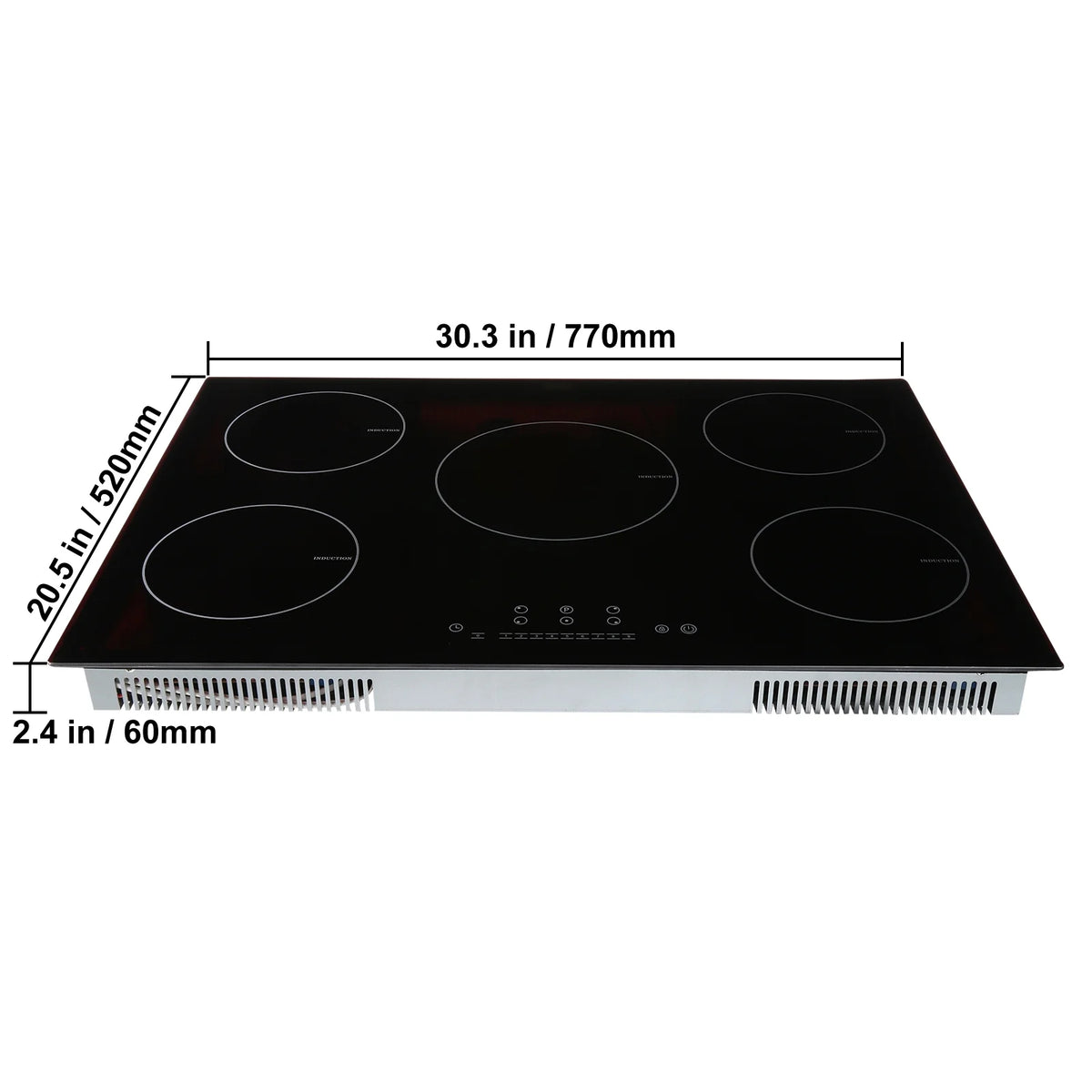KFFKFF Induction Cooktop, 5 Heating Elements, 30'' Electric Stove, Integrated Magnetic Cooktop 9200W, 9 Heat Settings, LED Touch Display with Child Safety Lock & Overheat Protection